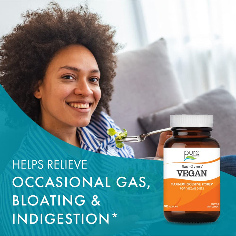 [Australia] - Real-Zymes™ Vegan Digestive Enzymes Supplement with Probiotics for Better Digestion - Natural Support for Relief of Bloating, Gas, Belching, Diarrhea, Constipation, IBS, etc. - 90 Caps 