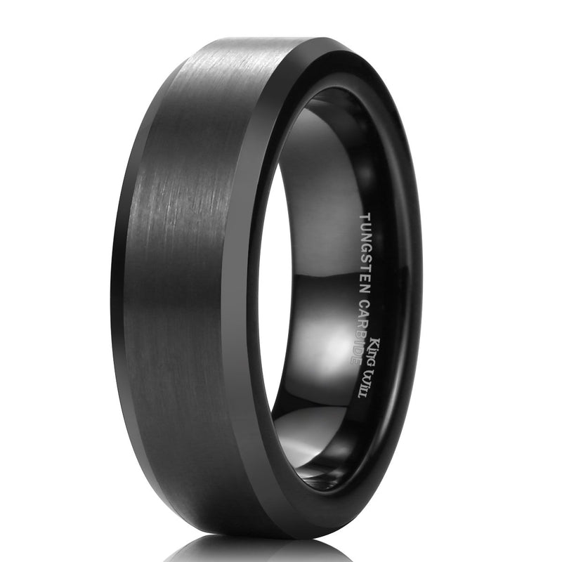 [Australia] - King Will Basic 6mm 7mm 8mm 9mm 10mm Men Wedding Black Tungsten Ring Matte Finish Beveled Polished Edge Comfort Fit 4 