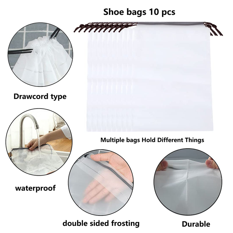 [Australia] - Shoe Bags Storage Bags Multifunctional Waterproof Cosmetic Bag Underwear Bag Travel Storage Bag Dust Proof Bag 10 Pcs Shoe Storage Bag 1 Transparent Matte 