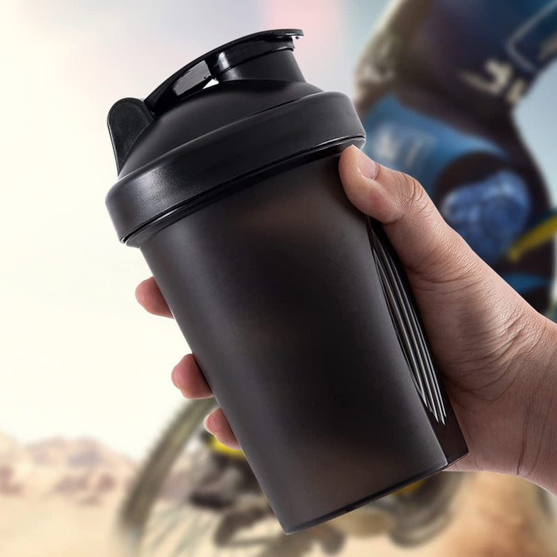 [Australia] - Shaker Bottle For Protein Powder Mixed Plastic Workout Water Bottle 400 ml with Mixball Non-Leak Cap Shaker Cups for Fitness Sports Gym Supplement Drinks Bottles (Black) Black 
