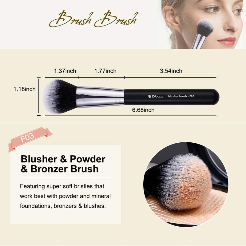 [Australia] - DUcare Makeup Kabuki Brushes 3Pcs Foundation Brush& Concealer Brush& Blusher Brush Face Blush Bronzer Travel Buffing Stippling Contour Liquid Blending Makeup brush set Black 