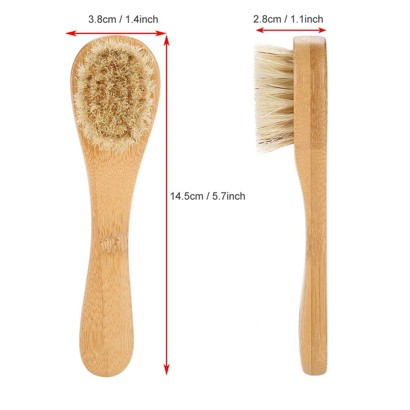 [Australia] - Facial brush, wooden handle Manual facial cleansing brush, facial cleansing brush made of wood, gentle peeling for the face and sensitive skin for dry brush massage exfoliation and cleansing 