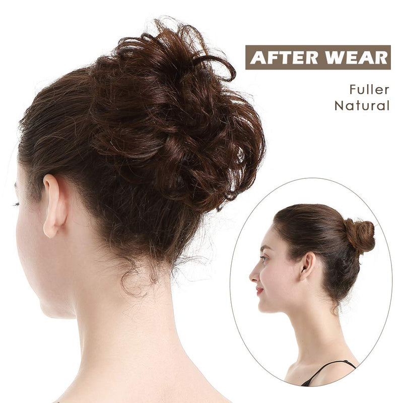 [Australia] - 100% Human Hair Scrunchies, BARSDAR Curly Messy Bun Hairpiece Extensions Wedding Hair Pieces for Women Kids Messy Bun Real Hair Updo Donut Chignons 1#-Natural Black 1 PC 1#- Natural Black 