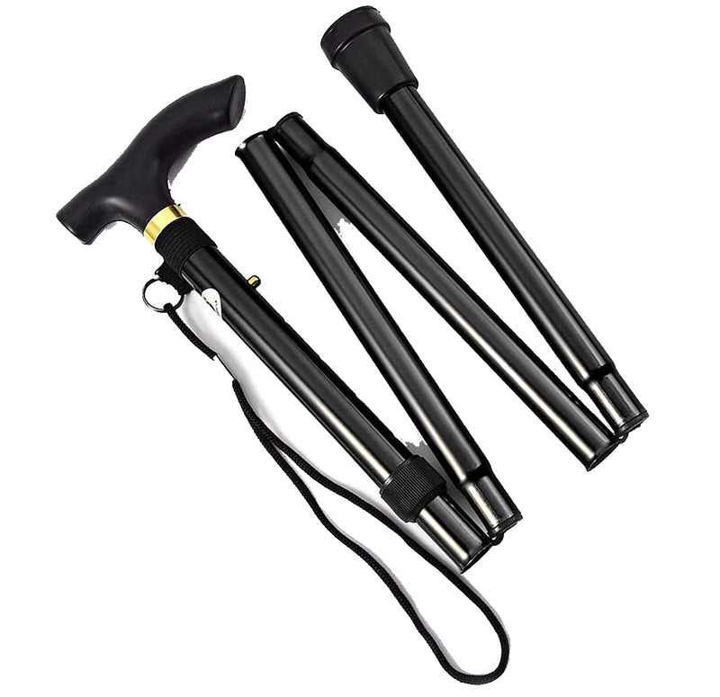 [Australia] - Walking Stick Easy Adjustable Height Folding Extendable Walking Cane Walking Aid Mobility Aid Collapsible Walking Stick Lightweight Flexible And Durable Walking Stick HTUK® Black 