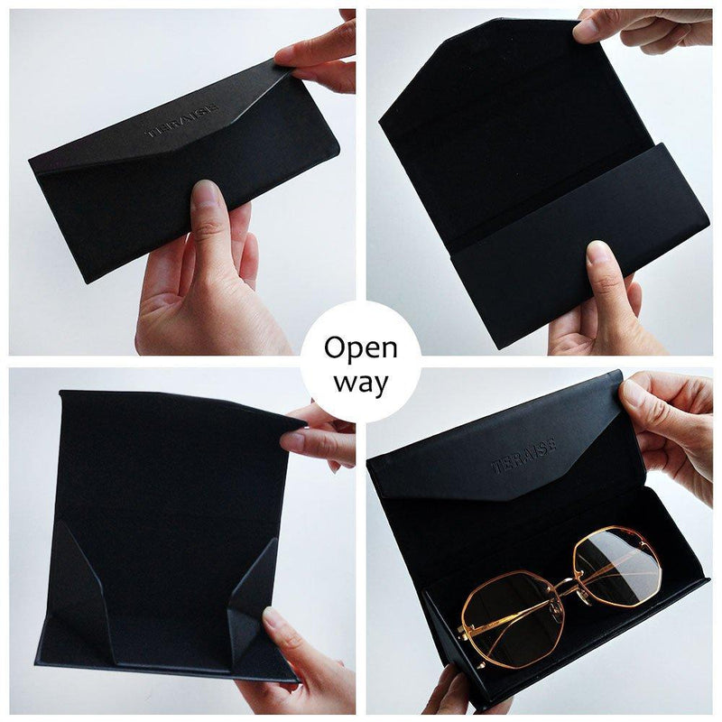 [Australia] - Folding Glasses Case Glasses storage box Magnet Closure - For Home, Office & Travel, Black, M 