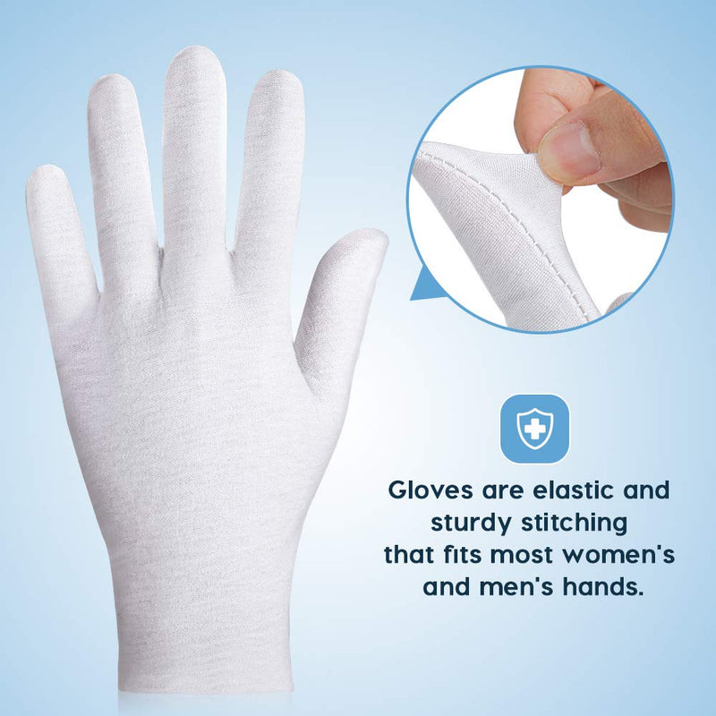 [Australia] - Rovtop White Gloves,12 Pairs Gloves for Dry Hands Eczema Hand Moisturizing, Sleeping Hand Mask Lotion Gloves Medium 