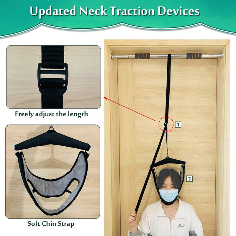 [Australia] - Cervical Neck Traction Device for Home Use Neck Stretcher Hammock Spinal Decompression Over The Door Traction Unit for Neck Tension Pain Relief Head Harness Traction Equipment 