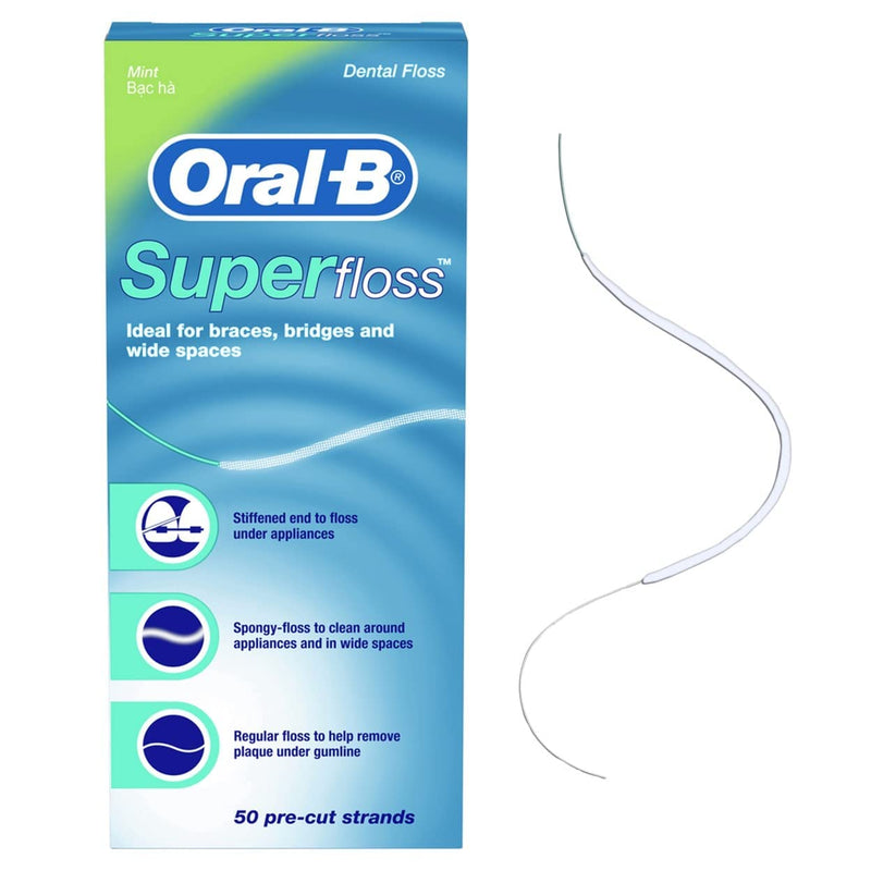 [Australia] - Oral-B Super Floss Mint Dental Floss Pre-Cut Strands 50,Pack of 6 
