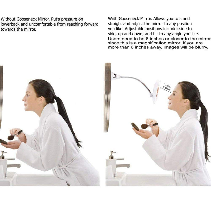 [Australia] - SunplusTrade Led 7X Magnifying Makeup Mirror Lighted Vanity Bathroom Square Mirror with 360 Degree Swivel Rotation, Flexible Gooseneck, and Locking Suction 