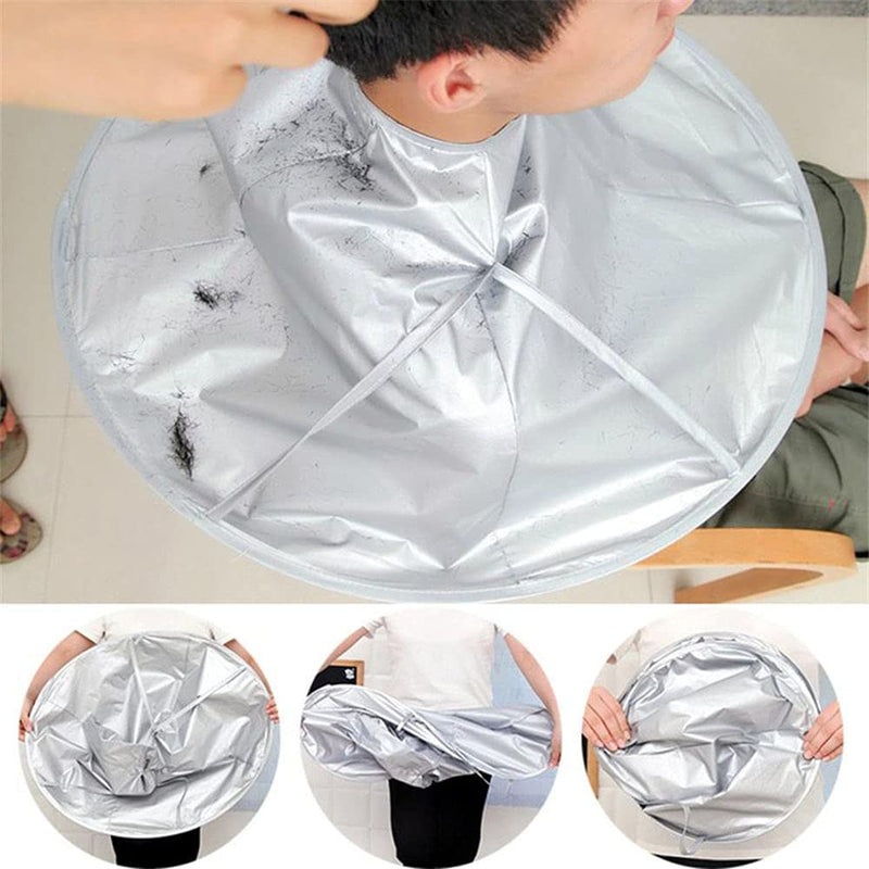 [Australia] - Hair Cutting Cloak Umbrella Cape Salon Barber Use at Home or Salon Stylist Hairdressing (Adult, Silvery) Adult 