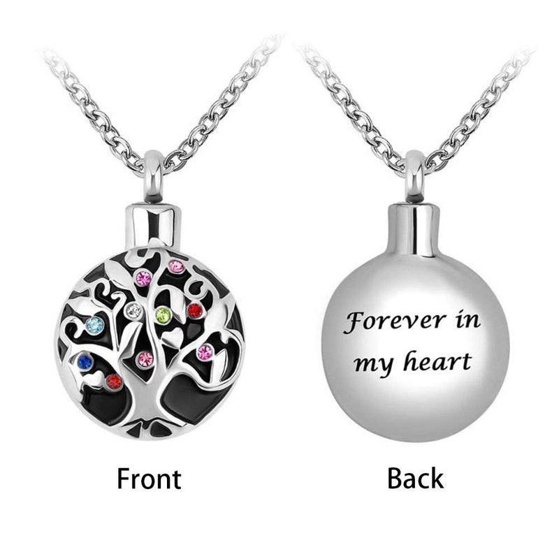 [Australia] - CoolJewelry Urn Necklace Ashes Family Tree of Life Memorial Cremation Pendant Keepsake Jewelry Stainless Steel 