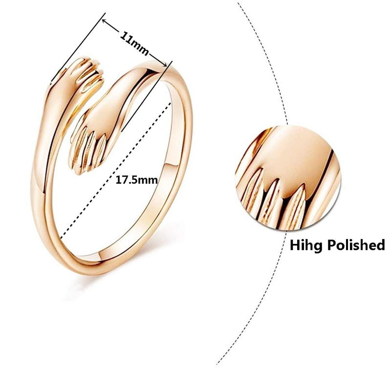 [Australia] - 7mohugme 925 Sterling Silver Rings for Women Girls Silver Hugging Hands Open Ring Jewelry Hug Hands Statement Rings Wedding Bands Gold Hug Ring 