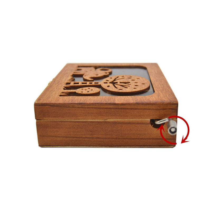 [Australia] - Anlydia Vintage Wooden Animal Pattern Hand Cranked Jewelry Music Box Trinket Box Elephant 