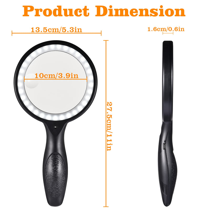 [Australia] - Magnifying Glass with Light - 30X Handheld Large Magnifying Glass 33 LED Illuminated Lighted Magnifier for Seniors Reading, Macular Degeneration, Inspection, Soldering, Coins, Exploring 