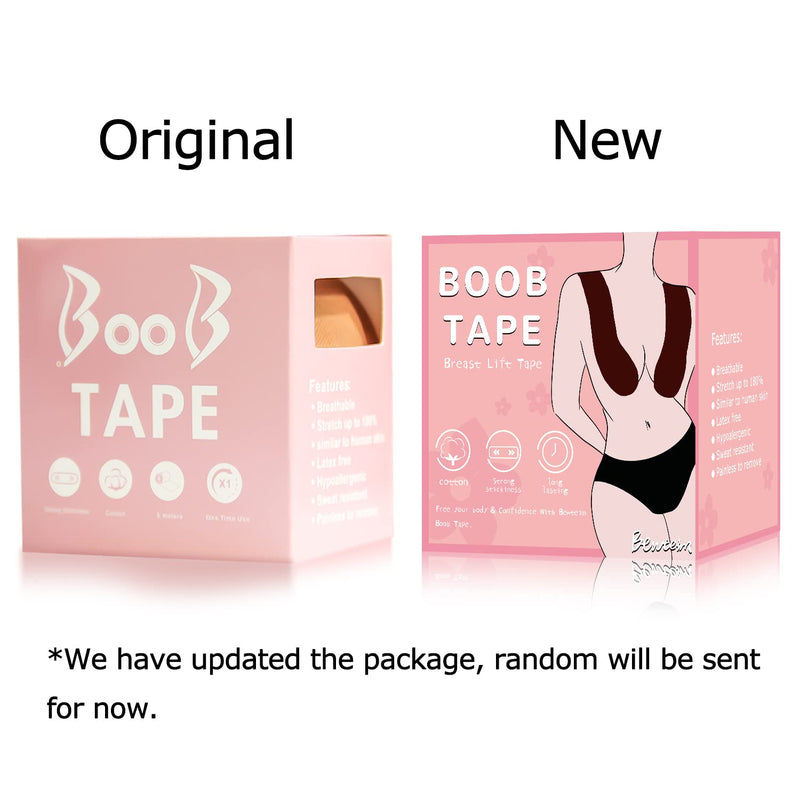 [Australia] - BEWTEIM Boob Tape for Breast Contour Lift & Fashion, 1 Box Breast Lifting Tape with 2 PCS Nipple Cover Set, Boobytape for Breast Lift Adhesive and Push Up Tape 2 inch Bra Tape Invisible Under Clothes 1 Tape Coffee Color 2" x 16.5 ft 