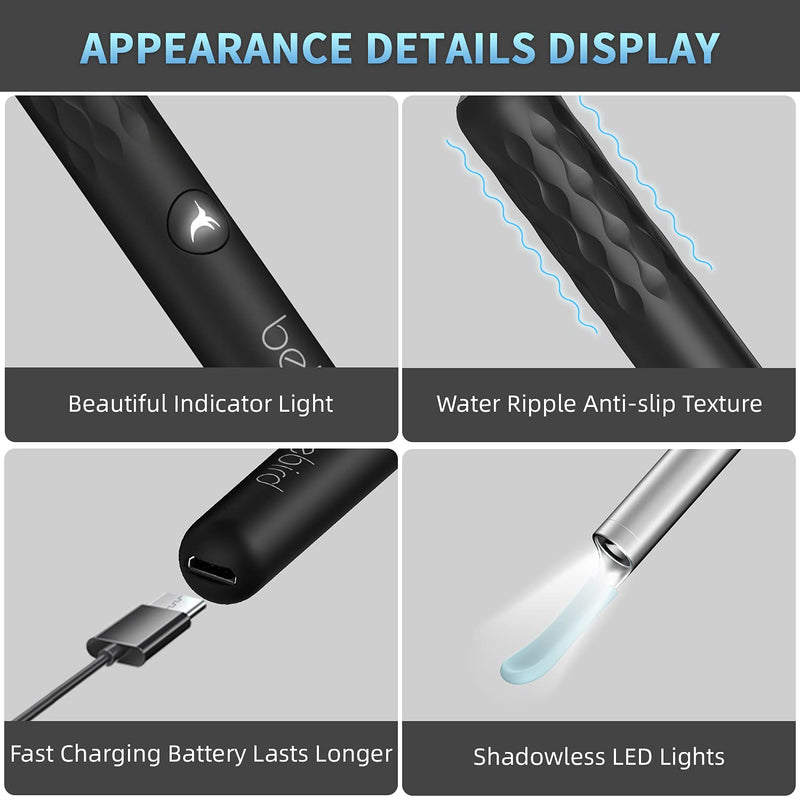 [Australia] - Bebird R3 Ear Wax Removal Tools, Longer Battery Life Than R1, 1080P HD Wireless Earwax Removal Tools with 6 LED Lights, Compatible with iPhone & Android(Black) Black 