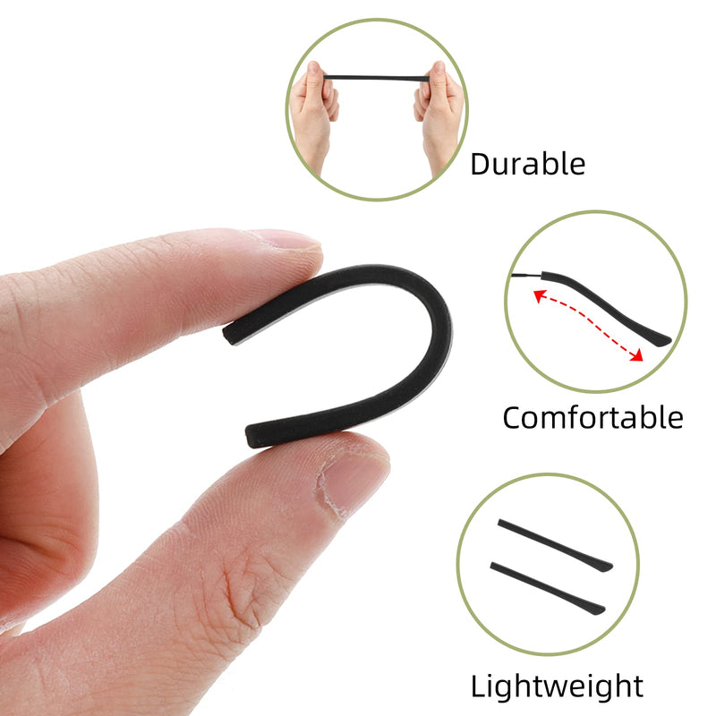 [Australia] - Lusofie Eyeglass Replacement Temples, Silicone Eyeglass End Tips Ear Sock Pieces Tube Sleeve Eyeglass Temple End Tips Soft Silicone Anti Slip for Thin Metal Eyeglass Legs Black 