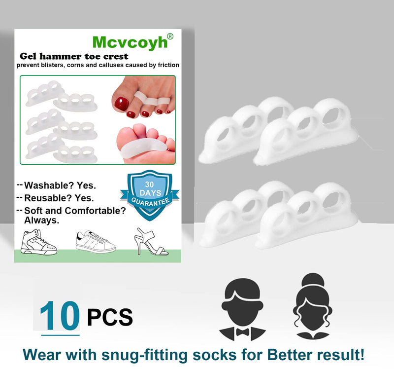 [Australia] - Mcvcoyh10 Pcs Gel Hammer Toe Crests Pads Silicone Toe Straightener Cushion Support Pain Relief for Hammer Toe, Overlapping Toes, Curled Toe-3 Loops 