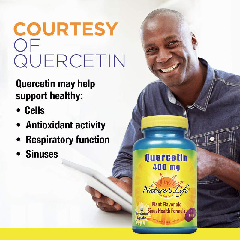 [Australia] - Nature's Life Quercetin 400mg | May Support Healthy Cells, Immune & Cardiovascular Functions & Healthy Sinuses | 100 Vegetarian Capsules 