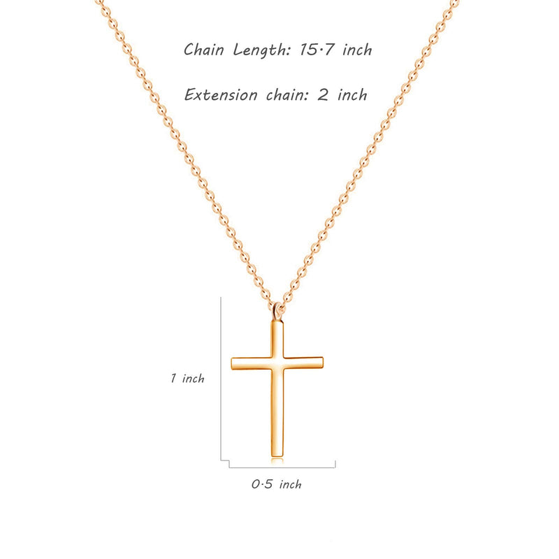 [Australia] - Cross Pendant Necklace for Women 18K Gold Plated Stainless Steel Tiny Cross Necklace Simple Christian Religious Necklace for Girls Rose Gold 