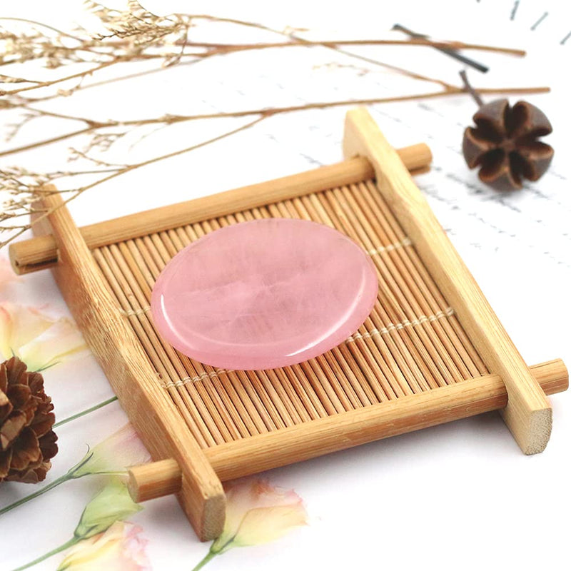 [Australia] - Ouubuuy Rose Quartz Thumb Worry Stone Healing Crystal Gemstone Pocket Palm Stone - Anxiety Stress Relieve 