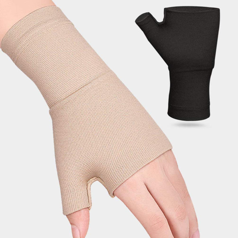 [Australia] - EXCEART 1 Pair Wrist Thumb Support Sleeve Arthritis Compression Gloves Fingerless Sports Wrist Brace for Arthritis Carpal Tunnel Therapy Wrist Pain Relief Heat Effect S 25X7X1cm 