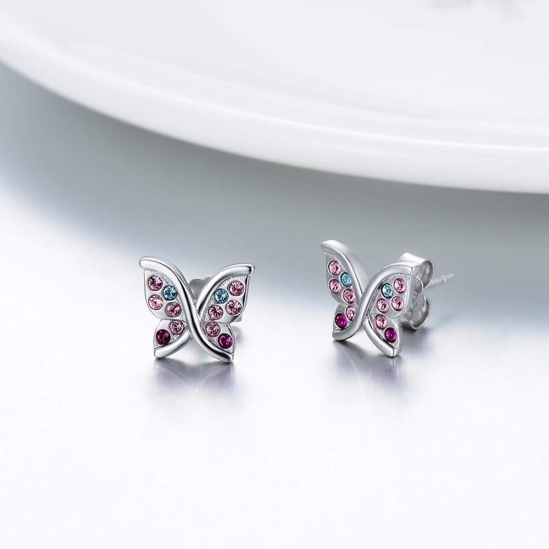 [Australia] - Gilrs Earrings for Kids Sterling Silver Butterfly Stud Earrings, Butterfly Jewellery Birthday Gifts for Daughter Her 