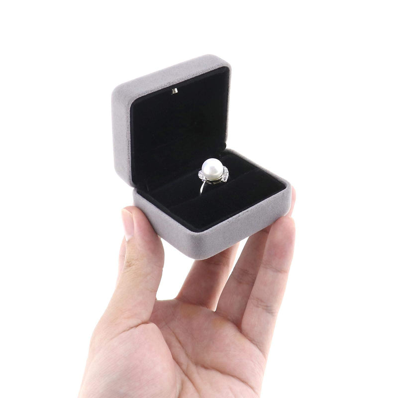 [Australia] - Micro Traders Light Finger Ring Box Flocked Fabric Singer Ring for Proposal Wedding Ceremony Bride Gift Display Exhibition Grey 