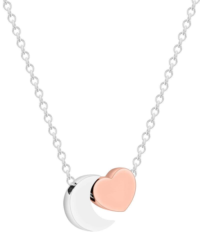 [Australia] - Daughter Necklace I Love You to The Moon and Back Heart & Moon Pendant Necklace, Birthday, Graduation Jewelry Gifts for Girls, Teens, Women Two Tone Silver/Rose 