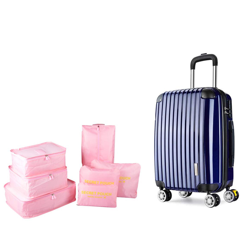 [Australia] - 7PCS Travel Packing Cubes for Suitcases, TOYESS Waterproof Nylon Luggage Organiser Storage Bags Value Set for Backpack, Pink 7pcs-pink 