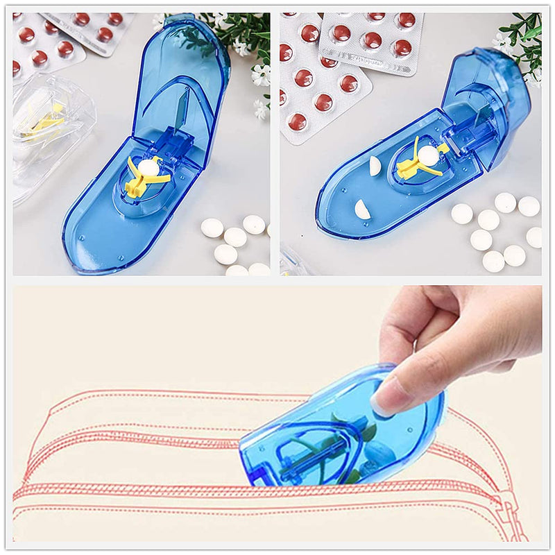 [Australia] - 2 Pcs Pill Cutter,Portable Mini Pill Cases Easily Cut Pills,Splitter for The Elderly Kids Pets Travel Carry Black 