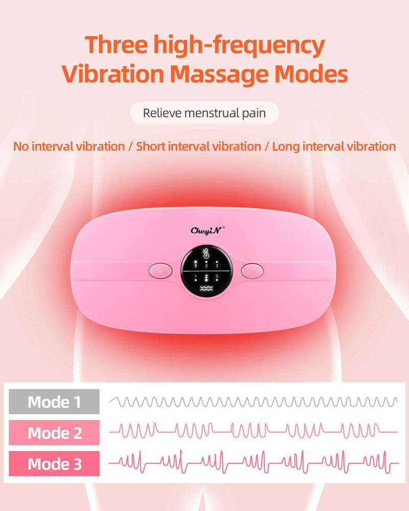 [Australia] - CkeyiN Menstrual Heating Pad, Portable Electric Waist Belt with 3 Heat Levels and 3 Vibration Massage Modes Fast Heating Wrap Belt for Cramps Back Pain Relief Women and Girl 