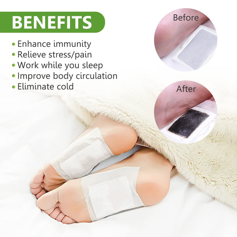 [Australia] - Detox Foot Pads, 20 PCS Body Deep Cleansing Detox Foot Pads, Natural Bamboo Vinegar Ginger, Improve Sleep Quality Enhance Blood Circulation, Remove Body Toxins 