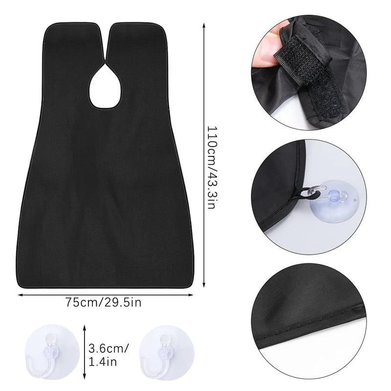 [Australia] - Accessotech Beard Shaving Bib Facial Hair Apron Shave Cape Stubble Catcher Trimming Cutting Care Sticks to Mirror (Black) Black 