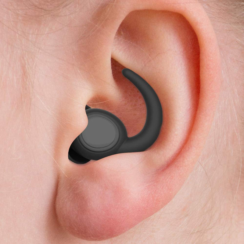 [Australia] - WUTAN Ear Plugs for Sleeping Noise Reduction Ear Plugs 2 Pairs Comfortable Silicone Ear Plug Sound Blocking Earplugs for Sleep Snoring Swimming Concert Musician Construction Shooting Black 