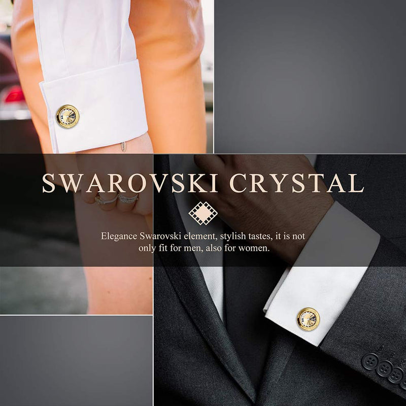 [Australia] - HAWSON Cufflinks for Men-Fashion Multicolor Swarovski Crystal Men French Shirt Cufflinks for Regular Weeding Business White 