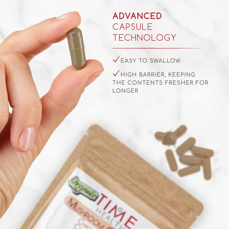 [Australia] - Mushroom Complex 6 Organic � High Strength 30% Polysaccharides - Chaga, Cordyceps, Shiitake, Reishi, Lions Mane, Maitake - UK Manufactured (120 Capsule Pouch) 