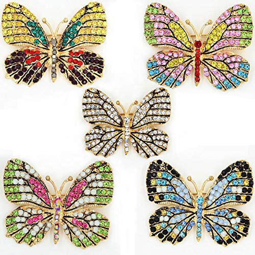 [Australia] - Tvoip Empress Monarch Winged Butterfly Swarovski Crystal Rhinestones Brooch Pin Silver 