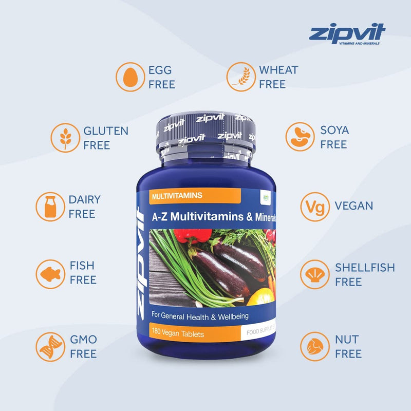 [Australia] - Vegan Multivitamins & Minerals A-Z Formula, 180 Tablets. Includes Vitamin D & B12, Provides 25 Vitamins, Minerals & Micronutrients. Vegetarian Society Approved. 