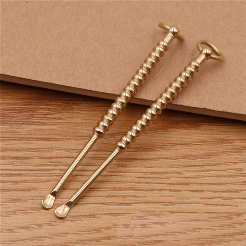 [Australia] - 4Pcs Ear Pick Ear Curette Cleaner Earwax Removal Cleaning Tools Brass Reusable Ear Cleaner with Key Ring 