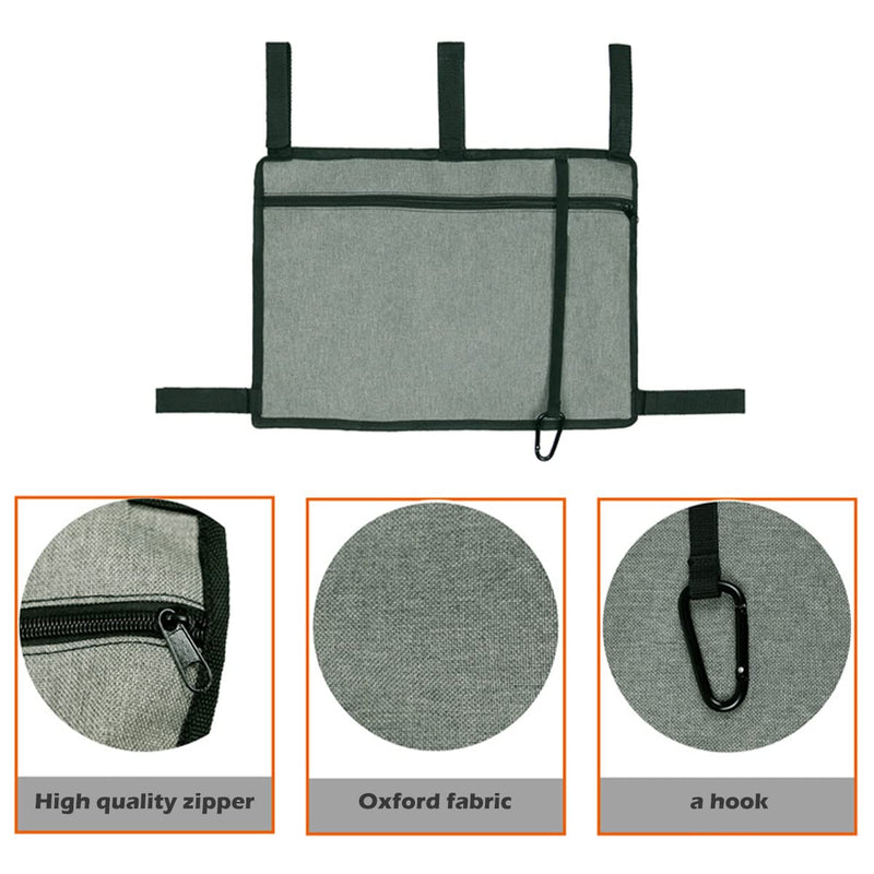 [Australia] - Jetcloud Walking Frame Bag with Cup Holder Large Capacity Walker Basket Folding Double Side Rollator Wheelchair Organizer Pouch Acessories Tote(grey) Grey 