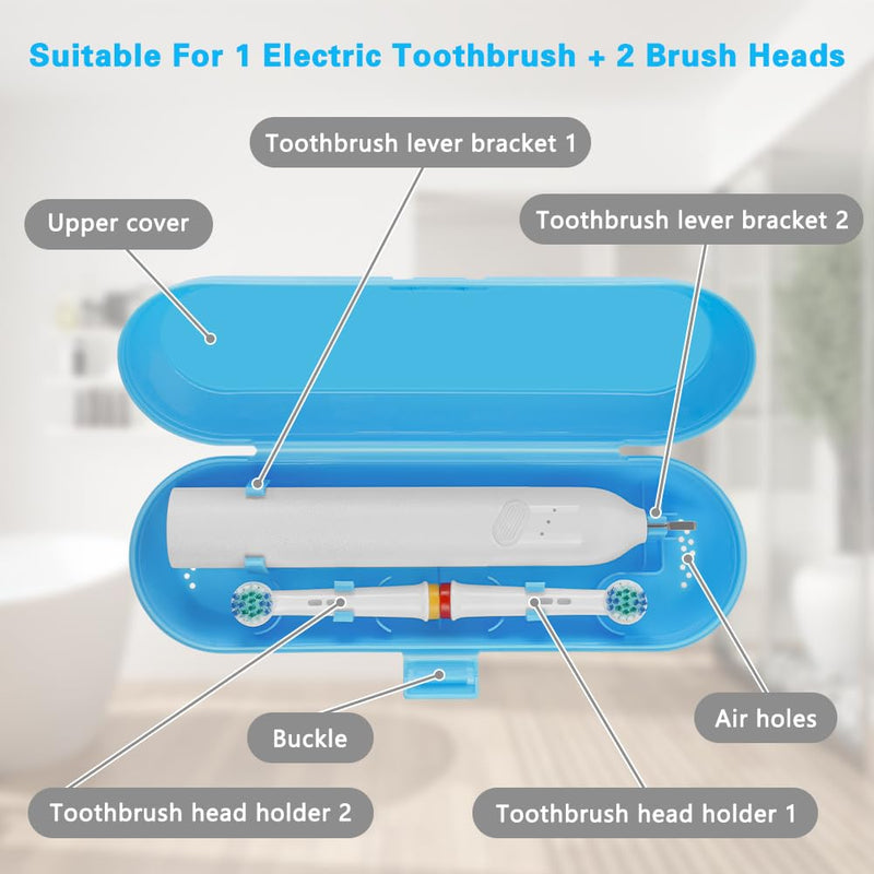 [Australia] - URAQT Electric Toothbrush Travel Case, Plastic Dustproof Toothbrush Holder for Electric Toothbrush, Portable Toothbrush Protective Cover, Electric Toothbrush Case Container for Business Camping Travel Blue 