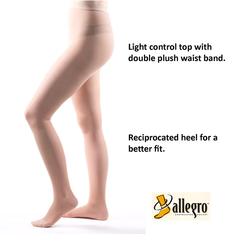 [Australia] - Allegro 15-20 mmHg Essential 15 Sheer Support Compression Pantyhose - Women's Compression Hose with Closed Toe for Support Queen Nude 