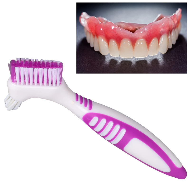 [Australia] - False Teeth Cleaning Brush, Double Sided Portable Denture Toothbrush for Brushes Multi Layered Bristles Set Hard Care Toothbrushes 
