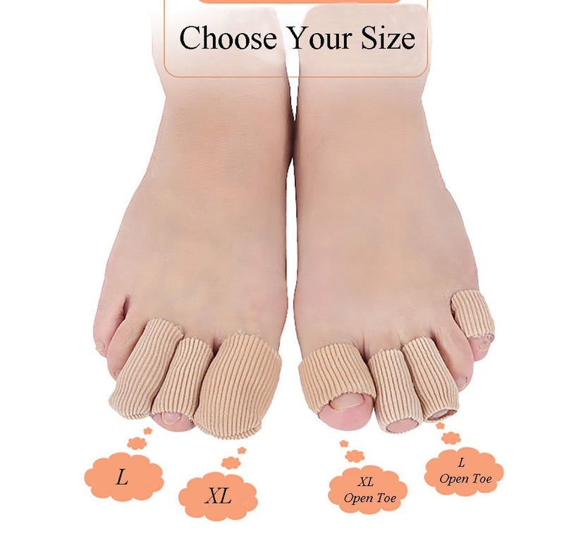 [Australia] - Makhry 4pcs Adjustable Cuttable Gel Toe and Finger Cap Lined Gel Toe Covers Sleeves Ribbed Knit Toe Caps Silopad Digital Caps (Thumbs/Big Toes,XL) XL 