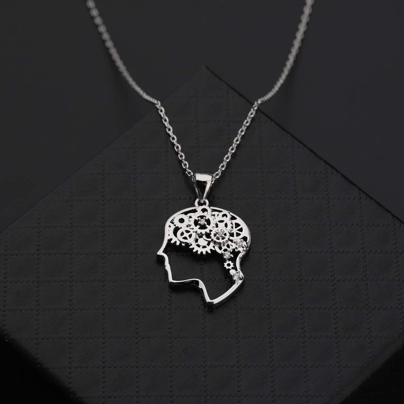 [Australia] - MAOFAED Behavior Analyst Gift Behavior Therapist Gift ABA Gift BCBA Gift Mechanical Gear Running Brain Necklace Analyst Gift Gift for Her 