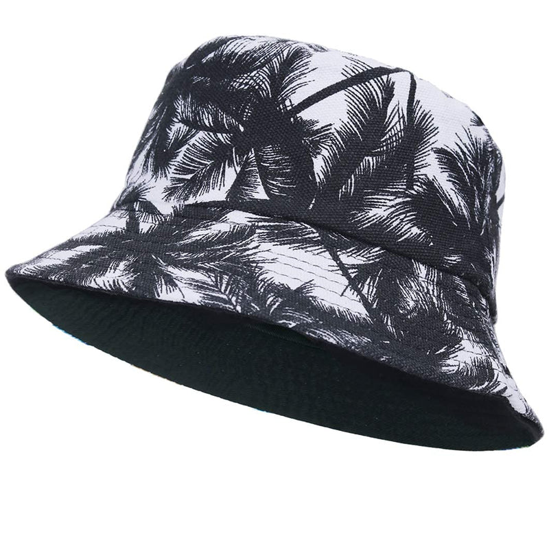 [Australia] - Ruphedy Unisex Bucket Hat Summer Cute Print Travel Beach Fishing Outdoor Sun Hats - Reversible & Packable BT-Black-A 