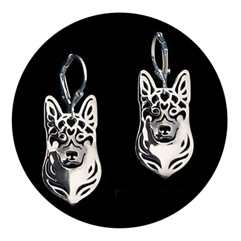 [Australia] - German Shepherd Dog Sterling Silver Necklace Dangle Earrings Set by Ginger Lyne Ears Down Puppy Dog Pet Pendant Box Chain Doggie Animal Paw Print Heart Jewelry for Pit Mom Women Girls Teens Dog Set 