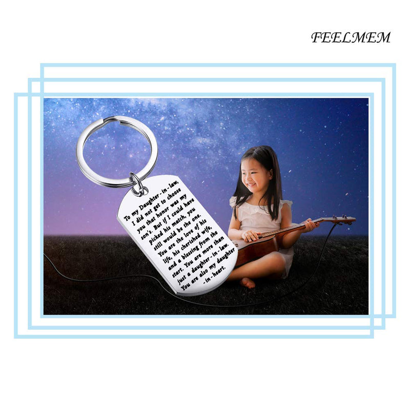 [Australia] - FEELMEM to My Daughter-in-Law Keychain I Did Not Get to Choose You That Honor was My Son's Wedding Gift Daughter-in-Law Jewelry from Mother in Law/Father in Law silver 