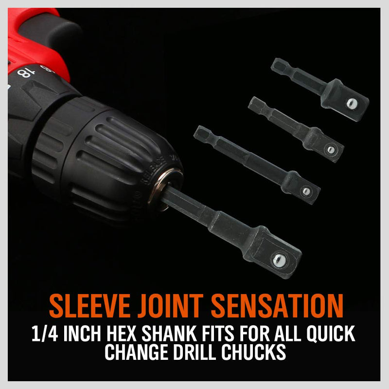 [Australia] - HORUSDY 8-Piece Power Drill Sockets Adapter Sets, Hex Shank Impact Driver Socket Adapter, Socket to Drill Adapter 1/4" 3/8" 1/2" Impact Driver Adapter 